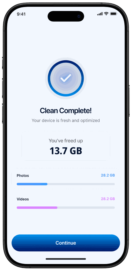 Clean complete confirmation screen